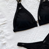 Split Swimsuit Black Cutout Bikini