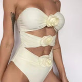 New 3D Flowers One Piece Bikini