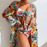 Long Sleeve 3 Pcs Cover Up Bikini