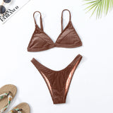 Bikini Split Solid Gold Velvet Swimwear