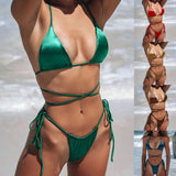 Solid Color Strap Double-Sided Swimsuit