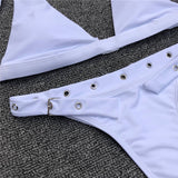 Strap Lace Buckle Bikini Swimsuit