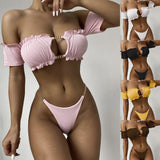 Short Sleeve Swimwear Set Beach Bikini