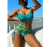 High Waisted Bikini Leaf Swimwear