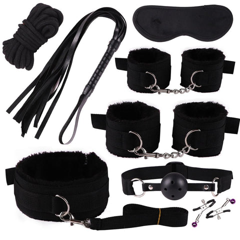 Lingerie Handcuffs Whip Rope Anal Vibrator Set - EVA EXOTIC