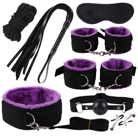 Lingerie Handcuffs Whip Rope Anal Vibrator Set - EVA EXOTIC