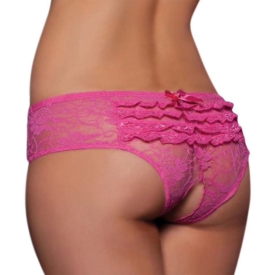 Sexy Women Lingerie briefs Lace Crotchless Lingerie Bowknot Knickers Panties Thong Transparent Lace Underwear 3 Colors - EVA EXOTIC 