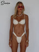 Solid Color Sexy Shell Tie-up Swimsuit - EVA EXOTIC