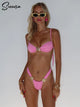 Solid Color Sexy Shell Tie-up Swimsuit - EVA EXOTIC